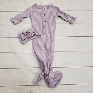 Kate Quinn Lavender Ribbed Knotted Gown & Matching Headband